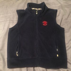 Primrose uniform navy zip up microfleece vest logo